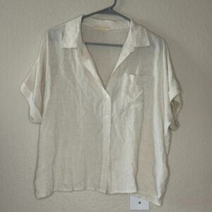 Women's Cream Button-Up Blouse